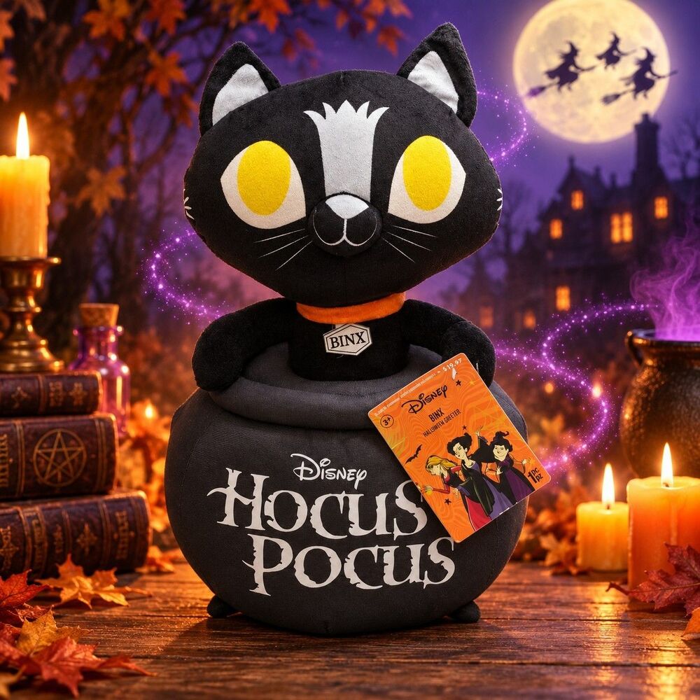 NEW Large Disney Hocus Pocus Binx Black Cat Halloween Home Decor Greeter 17"